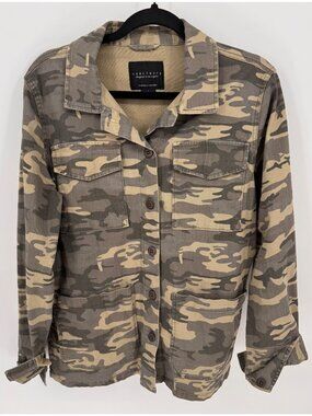 Sanctuary Womens Camouflage Button-Up Jacket Large Cotton Blend